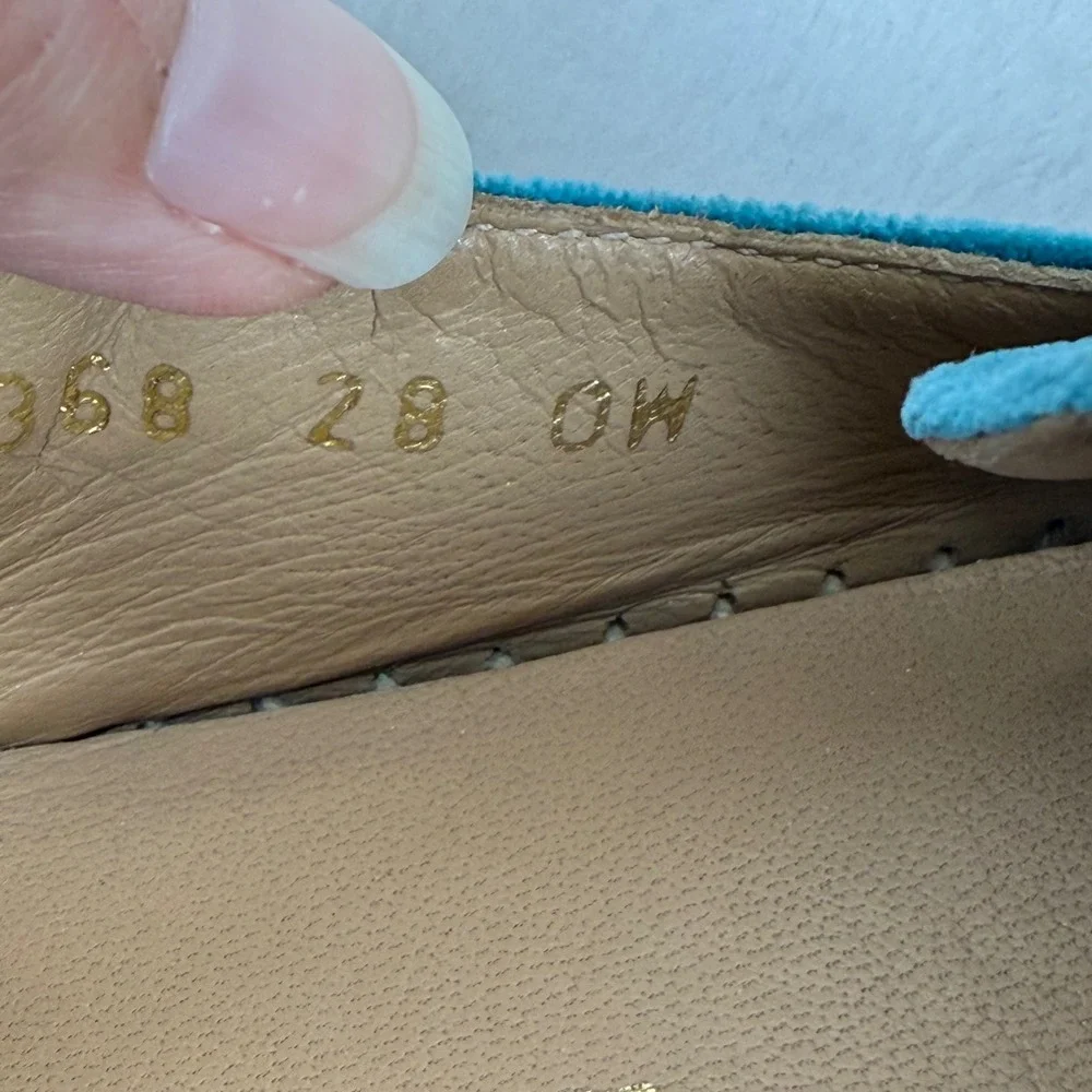 Salvatore Ferragamo‎ Teal Velvet Espadrille Loafers Gold Buckle Italy EU 28 0W